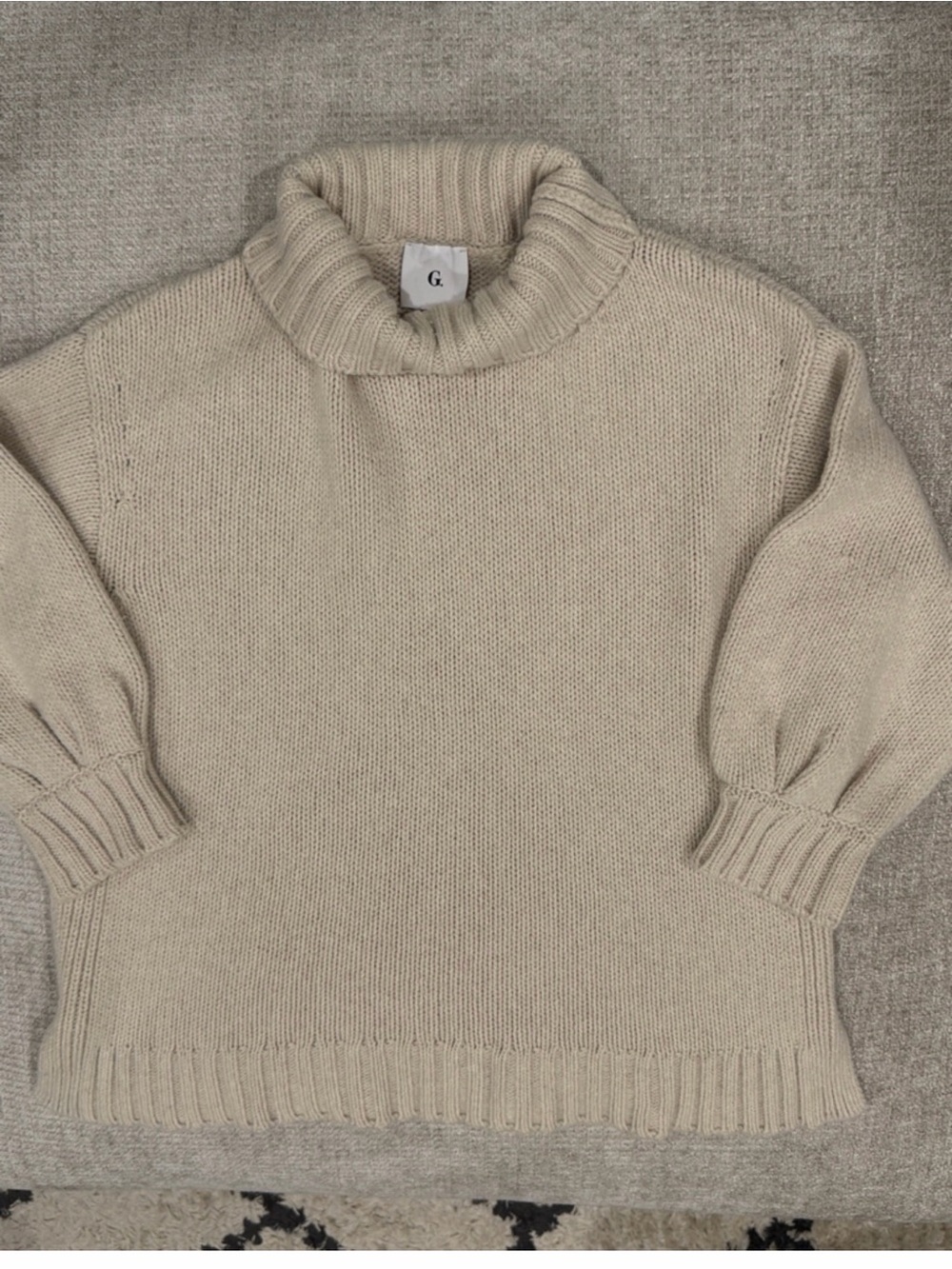 G. Label by Goop Evangelyn Puff Sleeve Sweater | Cream Knit | Size Small